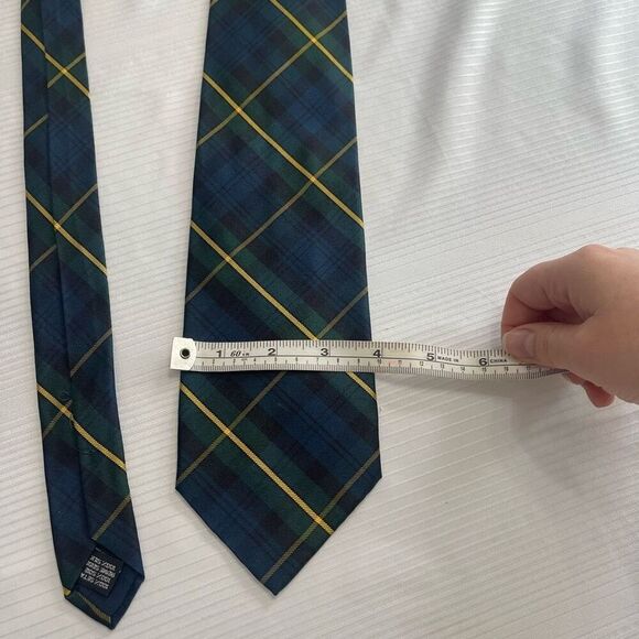 Abercrombie & Fitch Vintage Green Blue Plaid Necktie Tie - Picture 4 of 6